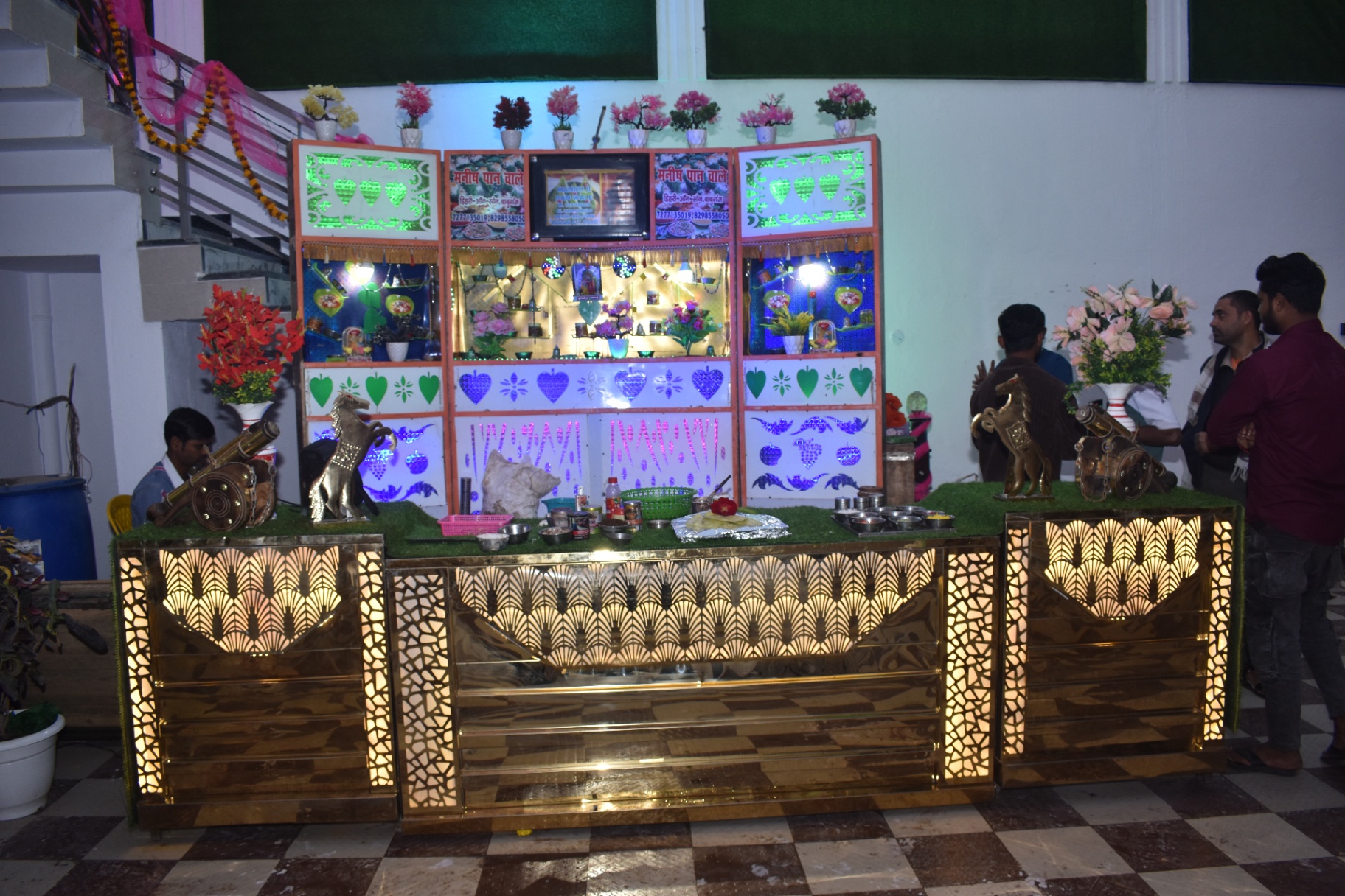Illuminated food and paan counter